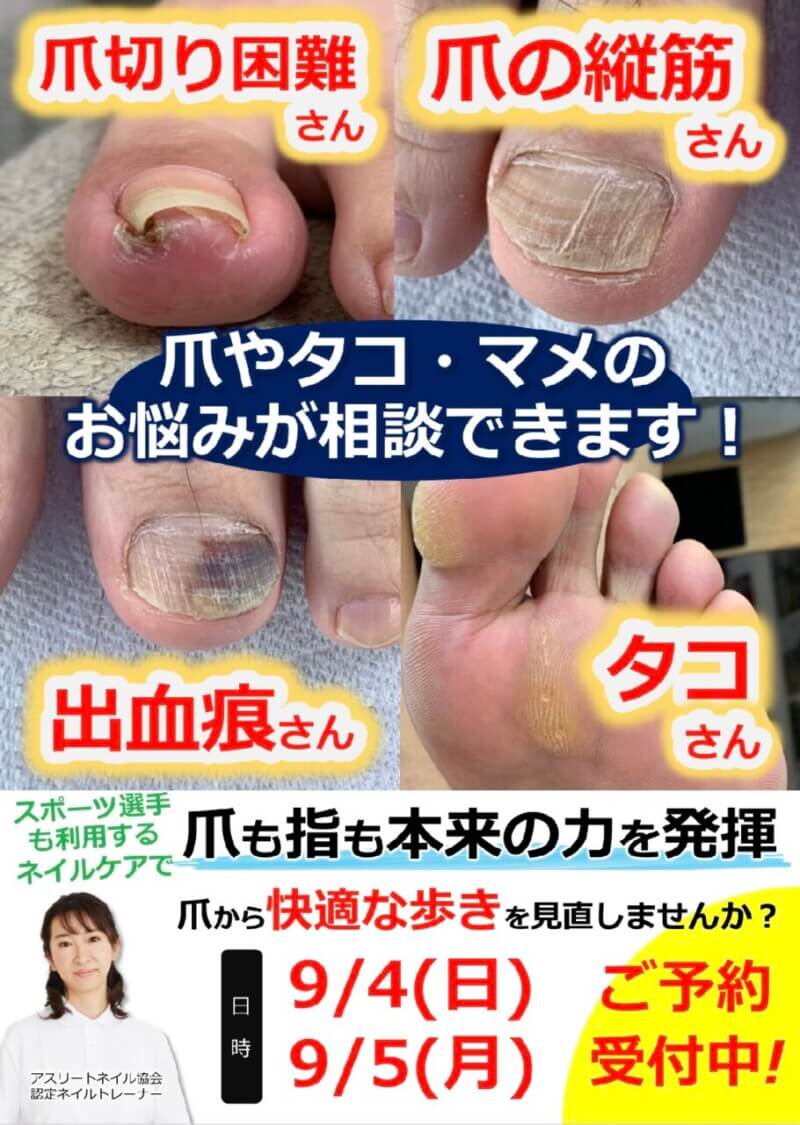 次回のタコマメ・爪ケアの日程は・・・